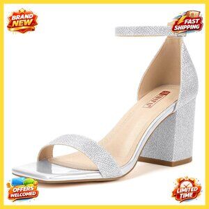 Chunky Block Heel Sandals Square Open Toe Ankle Strap Dressy Comfortable Sexy